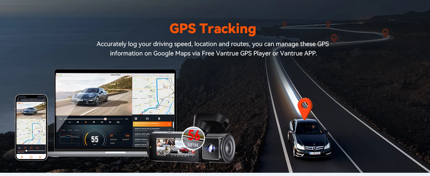Vantrue 360&deg; Dash Cam WiFi 2.7K Black Box Android IOS APP 5GHz GPS Parking Sensors for Cars  DVR  Camera for Vehicle
