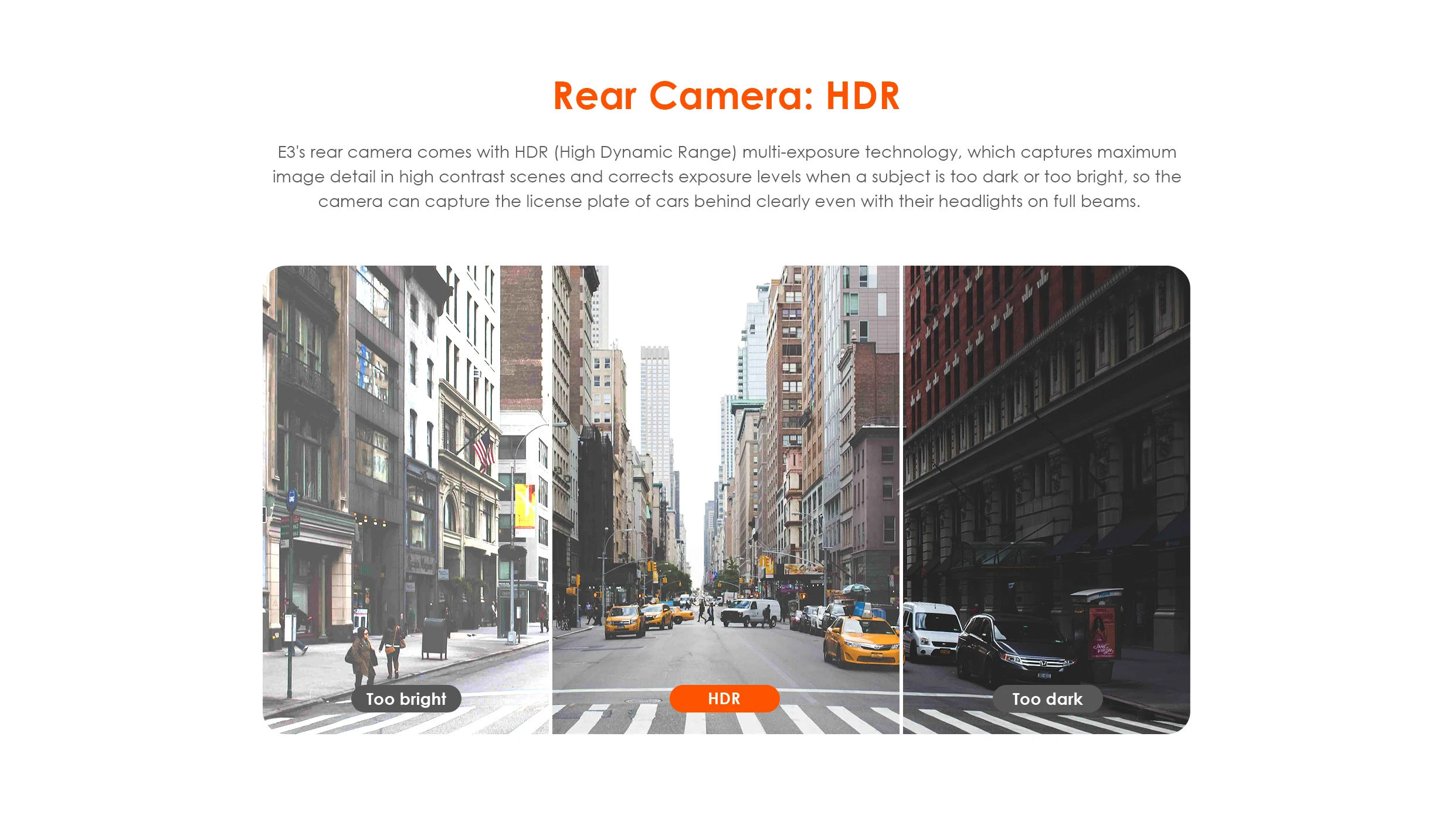Vantrue E3 3 Channel Dash Cam 2.5K Front and Rear Inside Built-in WiFi GPS,Car Camera with Voice Control