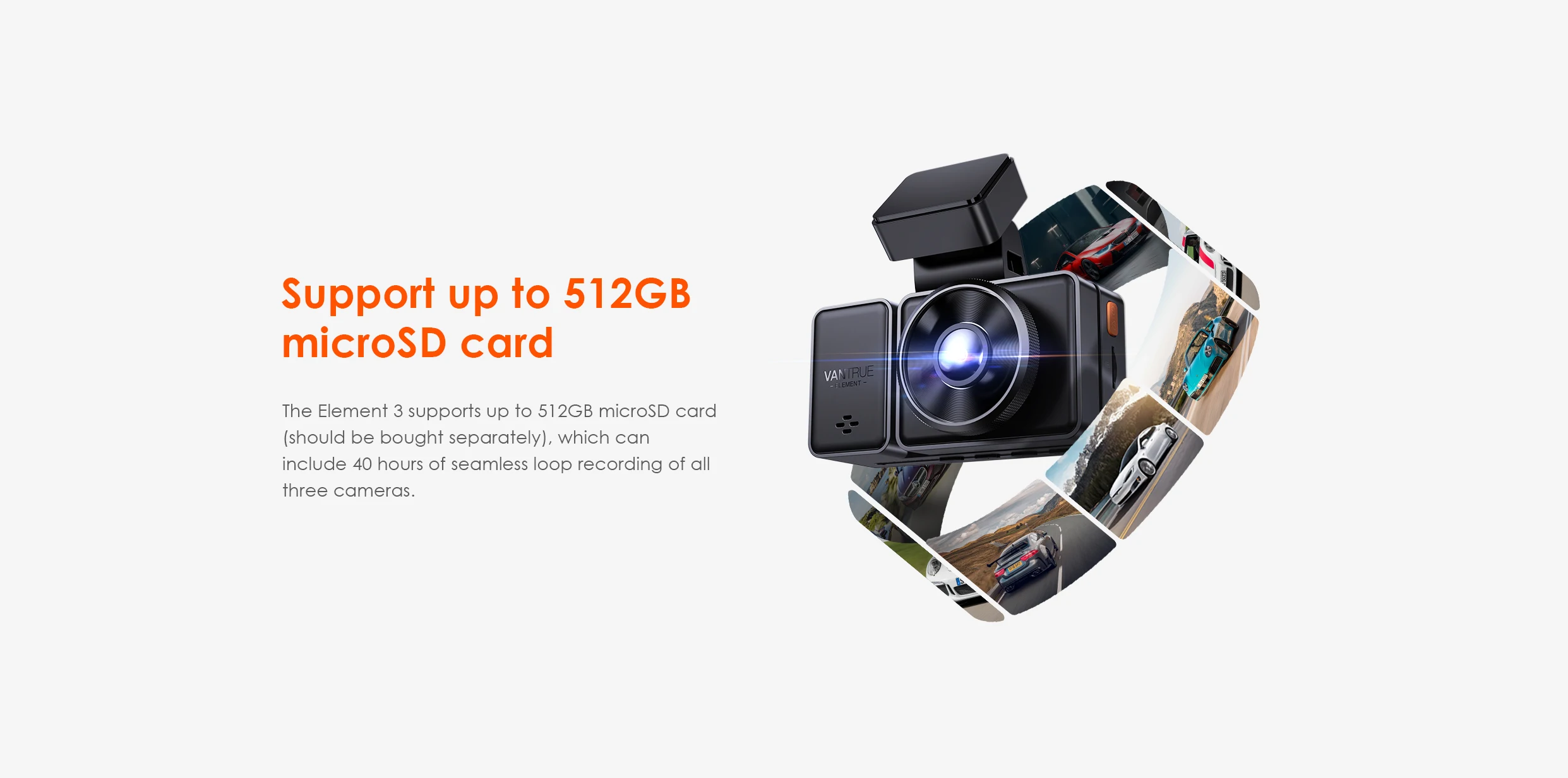 Vantrue E3 3 Channel Dash Cam 2.5K Front and Rear Inside Built-in WiFi GPS,Car Camera with Voice Control