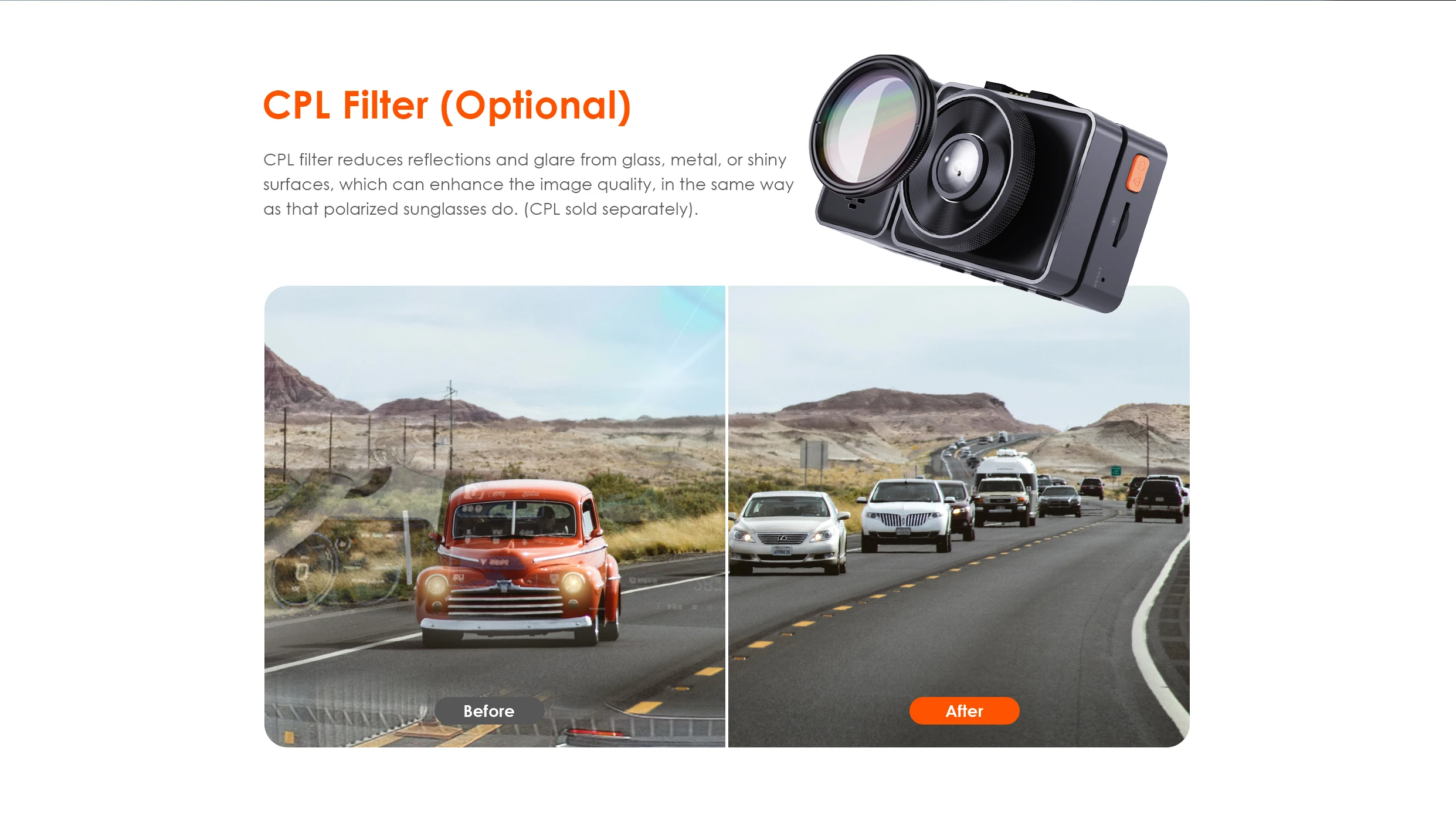 Vantrue E3 3 Channel Dash Cam 2.5K Front and Rear Inside Built-in WiFi GPS,Car Camera with Voice Control
