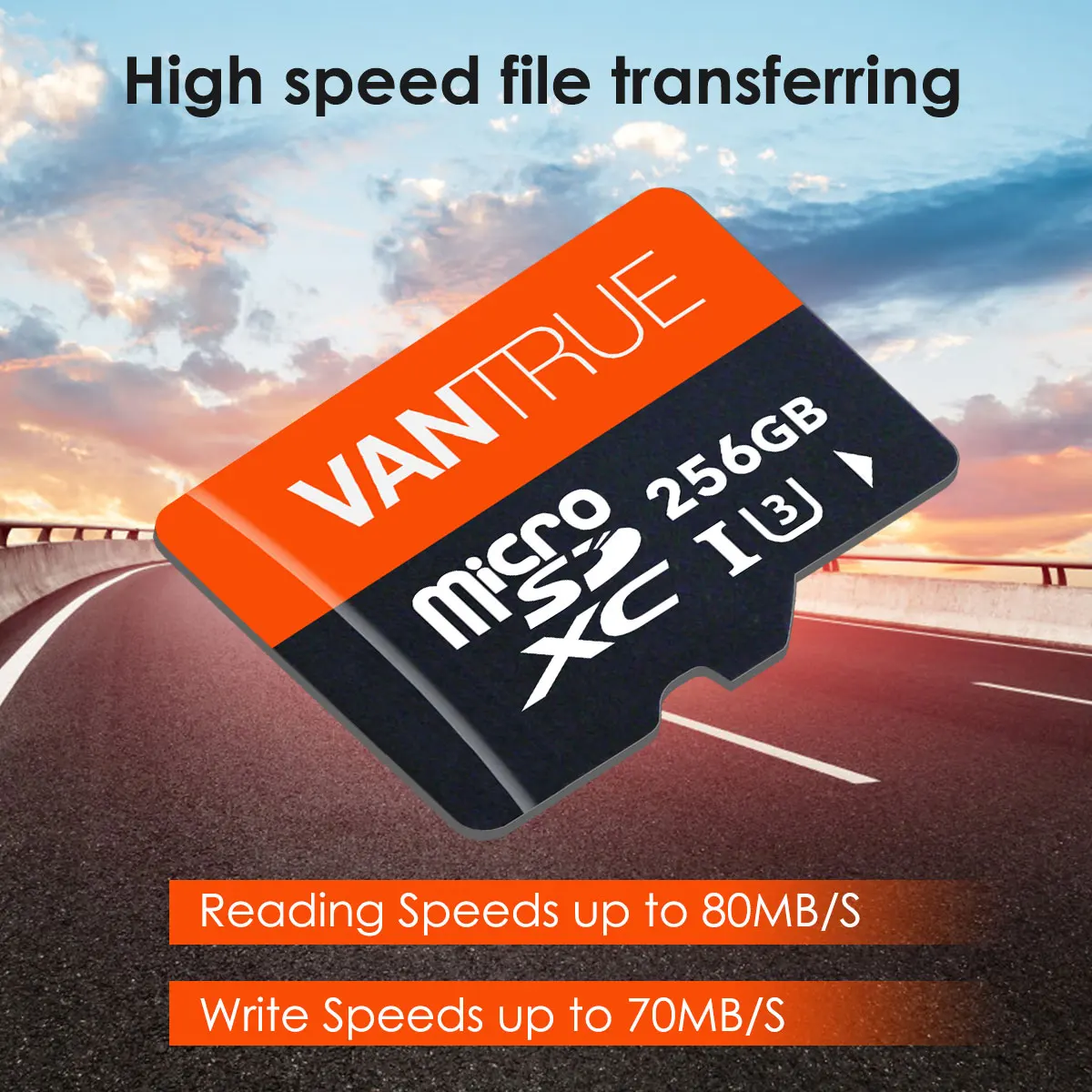 Vantrue 128G 256G U3 V30 Class 10 4K UHD Video High Speed Transfer TF SD Card Desgin for Car Dash Cam GPS navigation