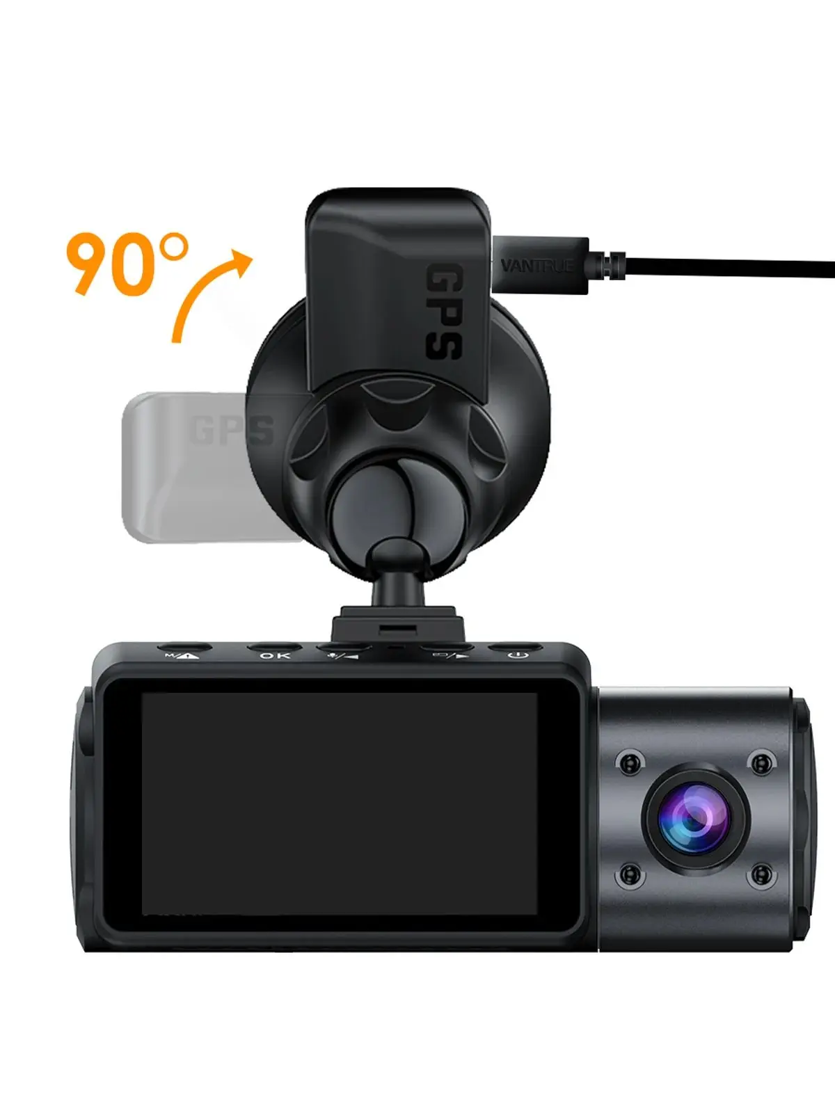 Vantrue Dash Cam GPS Receiver Module Type C&Mini USB Port Car Suction Cup Mount for Windows and Mac