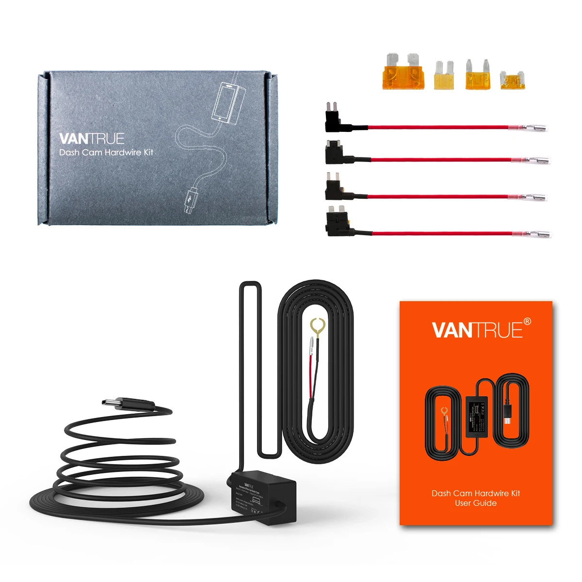 Vantrue 11.5ft TypeC Mini USB 12V 24V to 5V Hardwire Kit with Mini,ACS,ATO,Micro2 Low Voltage Protection for N4/N2s/X4S/N2pro/E1 Vantrue 11.5ft TypeC Mini USB 12V 24V to 5V Hardwire Kit with Mini,ACS,ATO,Micro2 Low Voltage Protection for N4/N2s/X4S/N2pro/E1