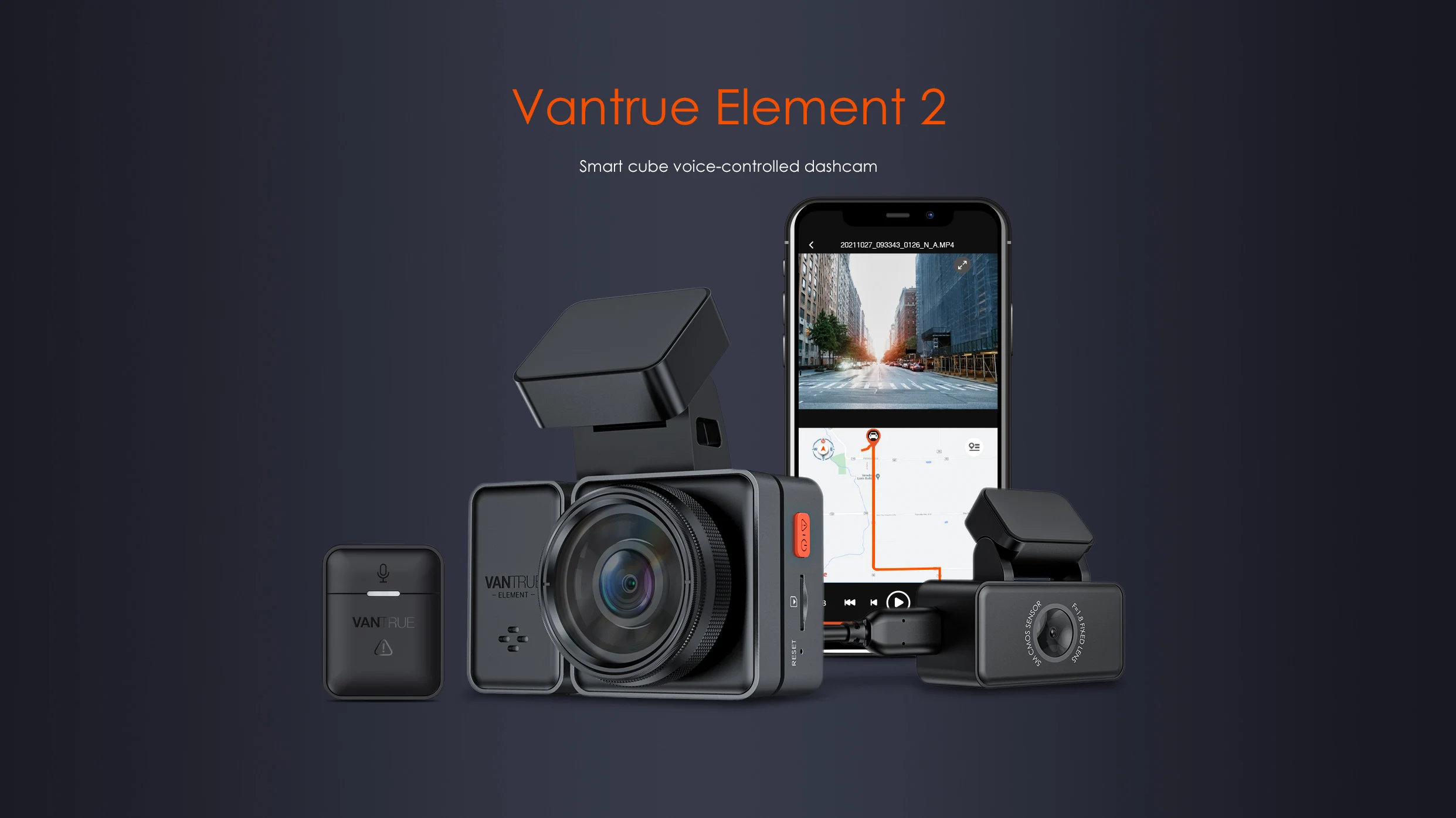 Vantrue E2 Car DVR 2.5K Front and Rear Dash cam for Car with 5G WiFi GPS Voice Control Black Box 1944P Car Recorders